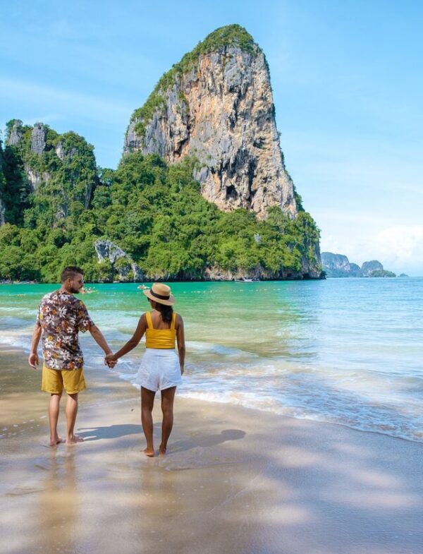 Railay Beach Krabi Thailand, The Tropical Beach Of Railay Krabi,
