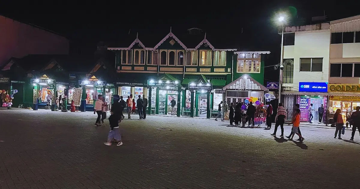 Darjeeling Mall Road in evening